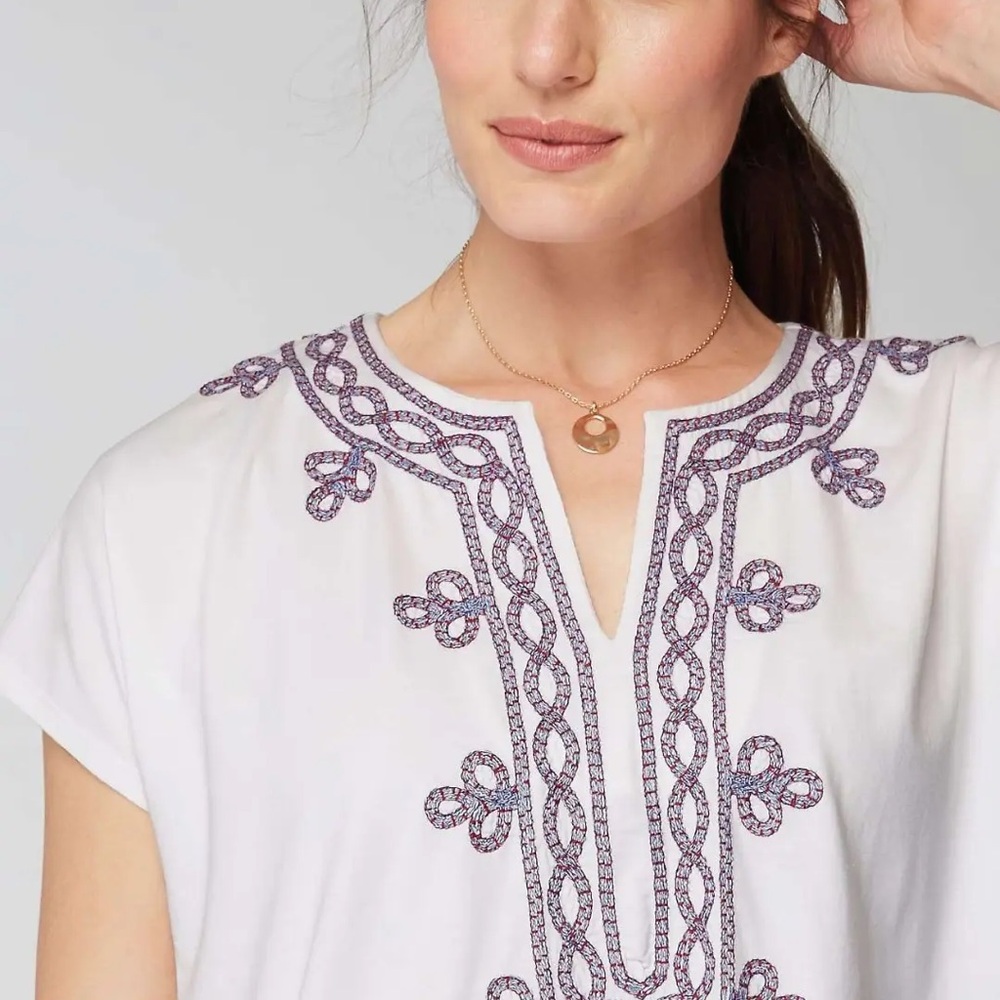 J.jill Pure Jill Knit Embroidered Tunic XS Boho
